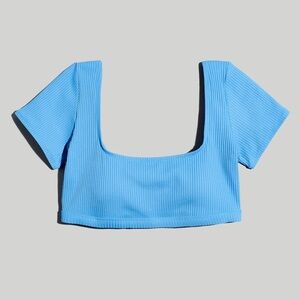 Madewell Ribbed Square-Neck Longline Bikini Top - Medium NEW!